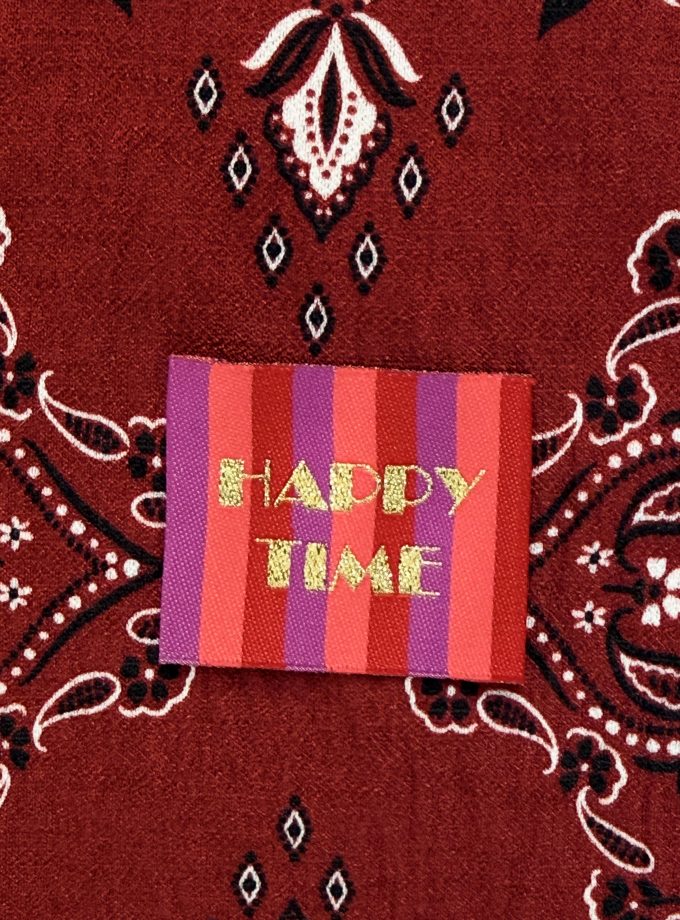 Etiquette tissée à coudre HAPPY TIME