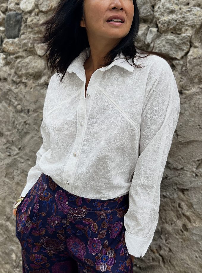 Patron couture Chemise Livia + tissu broderie anglaise Stella