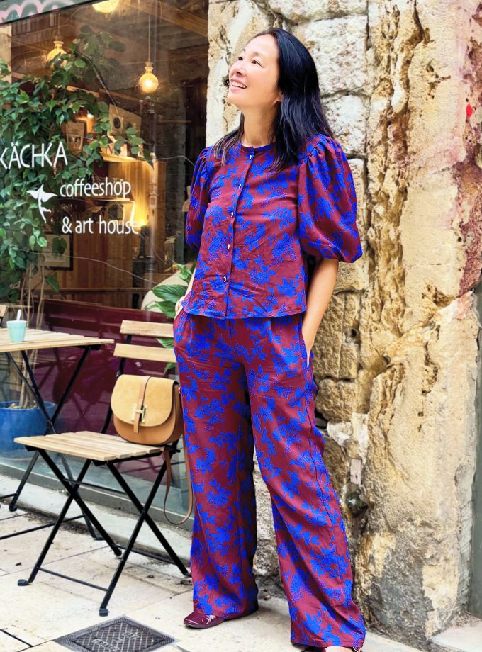 Patron couture Pantalon Taïs Clematisse pattern + tissu viscose Charm