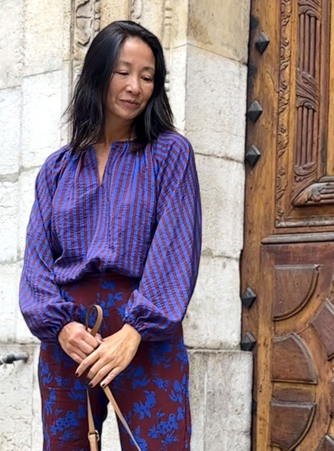 Patron couture blouse Ella by Clématisse pattern + tissu rayures Twist