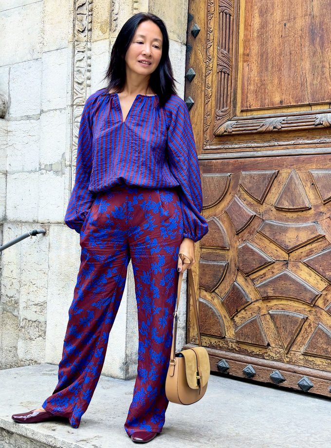 Patron couture blouse Ella by Clématisse pattern + tissu rayures Twist